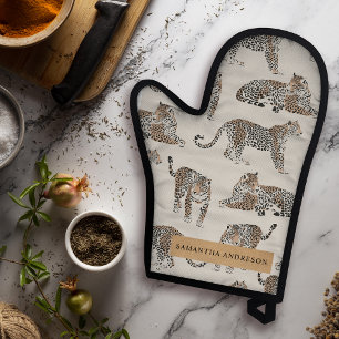 Jungle Leopard Wild Animal Pattern Oven Mitt & Pot Holder Set