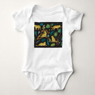 Jungle Leopards: Vintage Wildlife Illustrations Baby Bodysuit