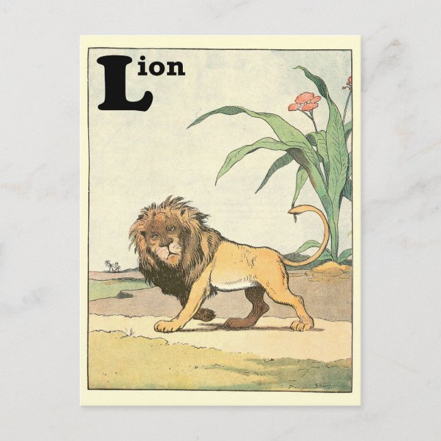 Jungle Lion Alphabet Letter Sepia Postcard (Front)
