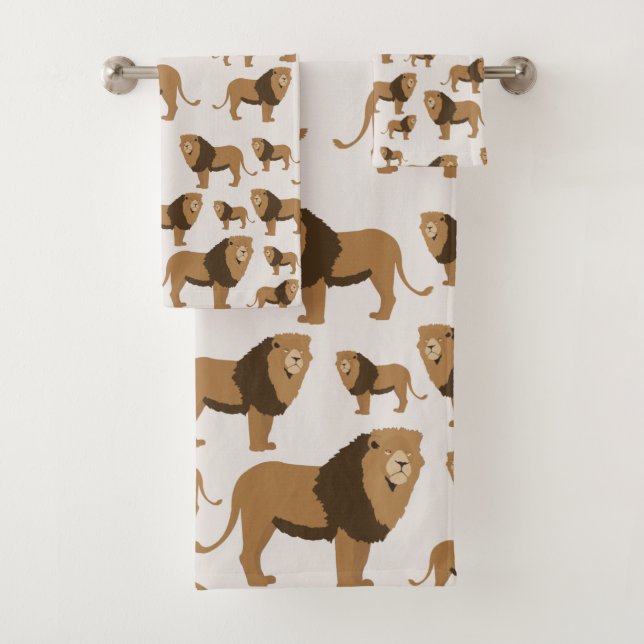 Jungle Lion Animal Pattern  Bath Towel Set (Insitu)