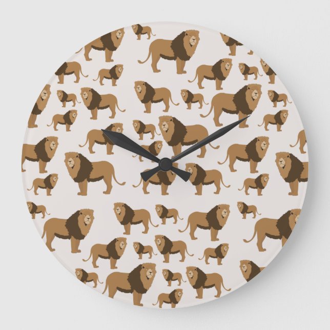 Jungle Lion Animal Pattern  Large Clock (Front)