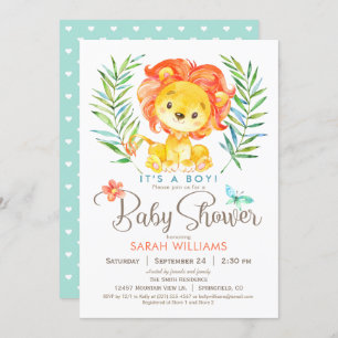 Jungle Lion Baby Shower, Boy or Girl Invitation