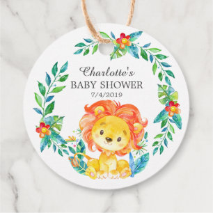 Jungle Lion Baby Shower Favour Gift Tag