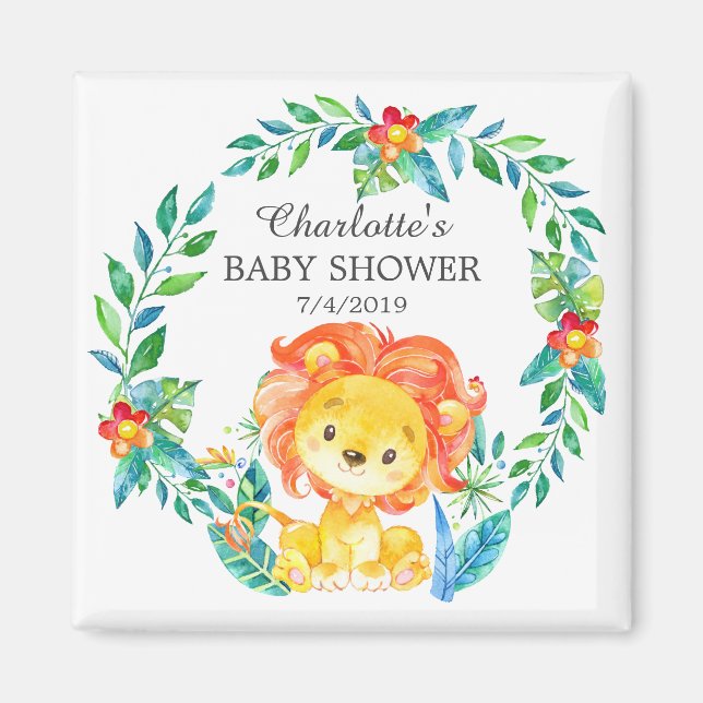 Jungle Lion Baby Shower Favour  Magnet (Front)