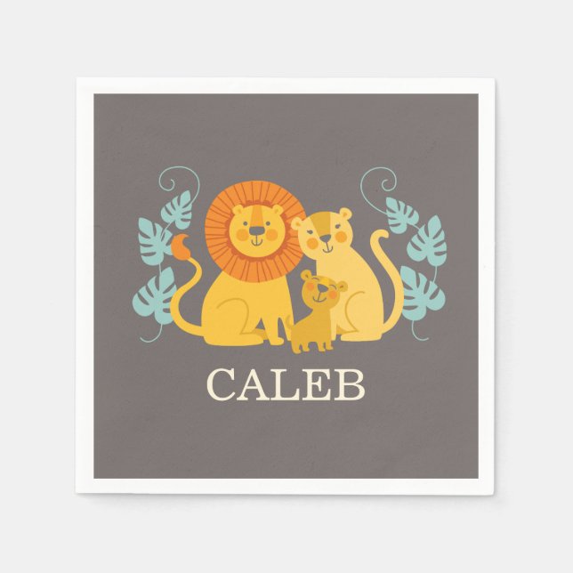 Jungle Lion Baby Shower Napkin (Front)