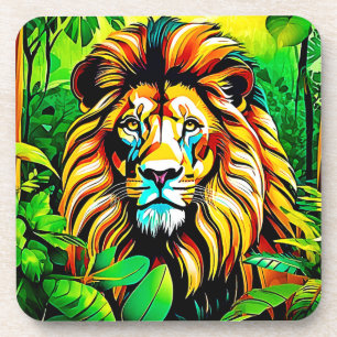 Jungle Lion Pop Art Design Coaster
