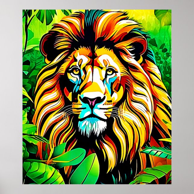 Jungle Lion Pop Art Design Poster (Front)