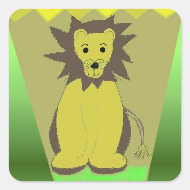 Jungle Lion Square Sticker (Front)
