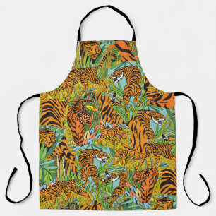 Jungle Majesty: Tigers Amidst Greenery Apron