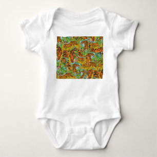 Jungle Majesty: Tigers Amidst Greenery Baby Bodysuit