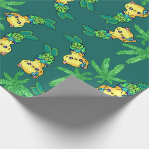 Jungle Mermaid Garden Ocean Pretty Cat Wrapping Paper