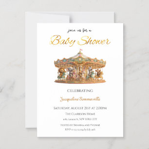Jungle Merry Go Round Baby Shower Magnetic Invitation