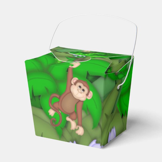 Jungle Monkey Birthday Party Favour Box (Front Side)