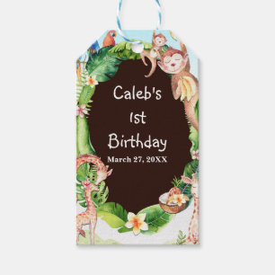 Jungle Monkey & Giraffe Baby Shower Custom Favour Gift Tags
