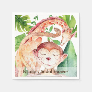Jungle Monkey & Giraffe Baby Shower Party Custom Napkin