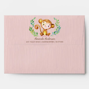 Jungle Monkey Girlsl Invitation Envelope