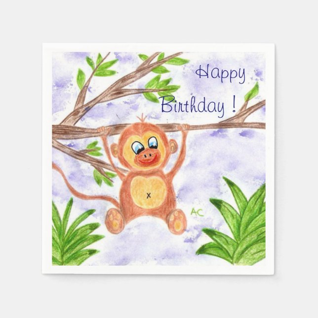 Jungle monkey paper napkins (Front)
