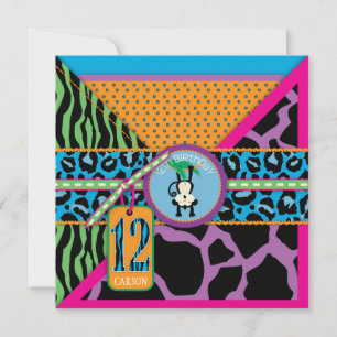 Jungle Monkey Twelfth Birthday Invitation Wild