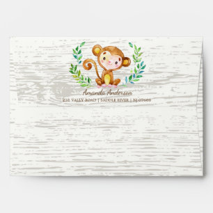 Jungle Monkey Wood Neutral Invitation Envelope