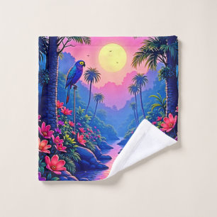 Jungle Moon Blue Parrot Paradise Bath Towel Set