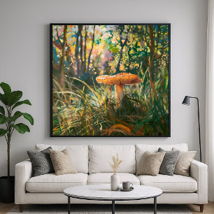 Jungle Mushroom - Painterly Style Nature Art Poster