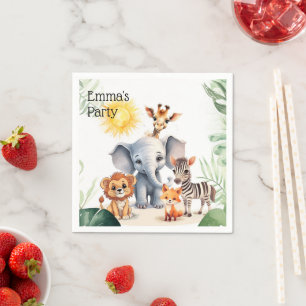 Jungle Nursery baby kids party safari cute animals Napkin