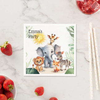 Jungle Nursery baby kids party safari cute animals Napkin