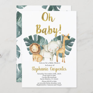 Jungle Oh Baby Safari Baby Shower Boy Invitation