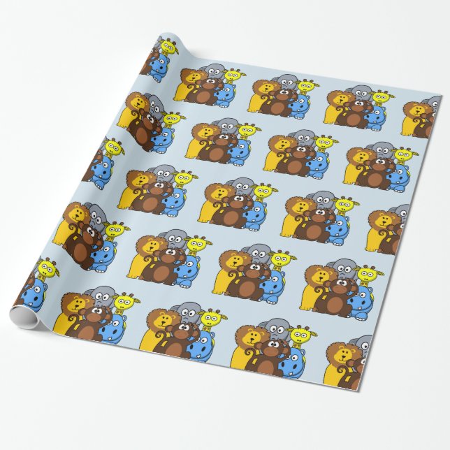Jungle or Zoo Animals Gift Wrap (Unrolled)