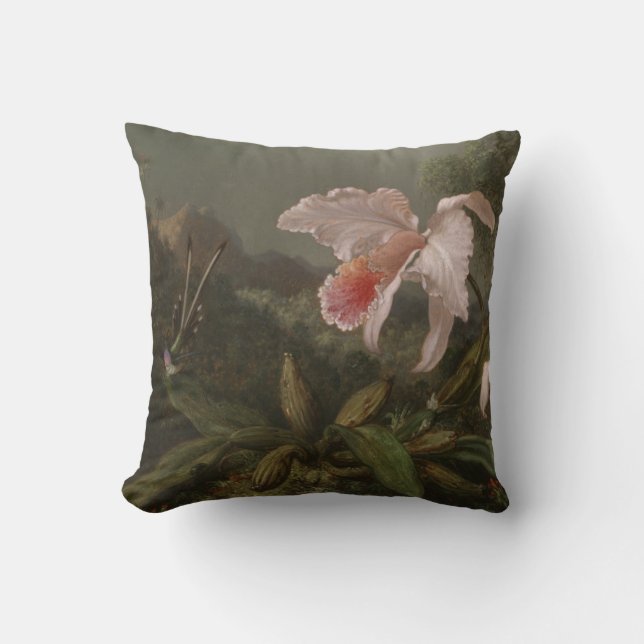 Jungle Orchids and Hummingbirds Cushion (Front)
