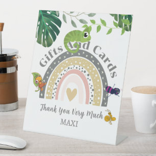 Jungle Over The Rainbow Baby Shower Gifts & Cards Pedestal Sign