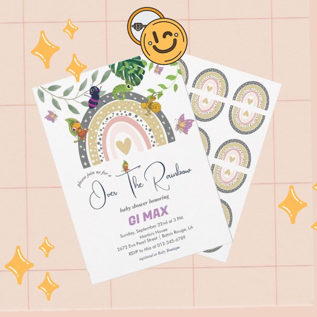 Jungle Over The Rainbow Baby Shower Invitation (Creator Uploaded)