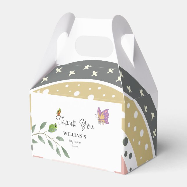 Jungle Over The Rainbow Baby Shower Thank You Favour Box (Front Side)