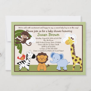 Jungle Pals Animals Baby Shower Invitation
