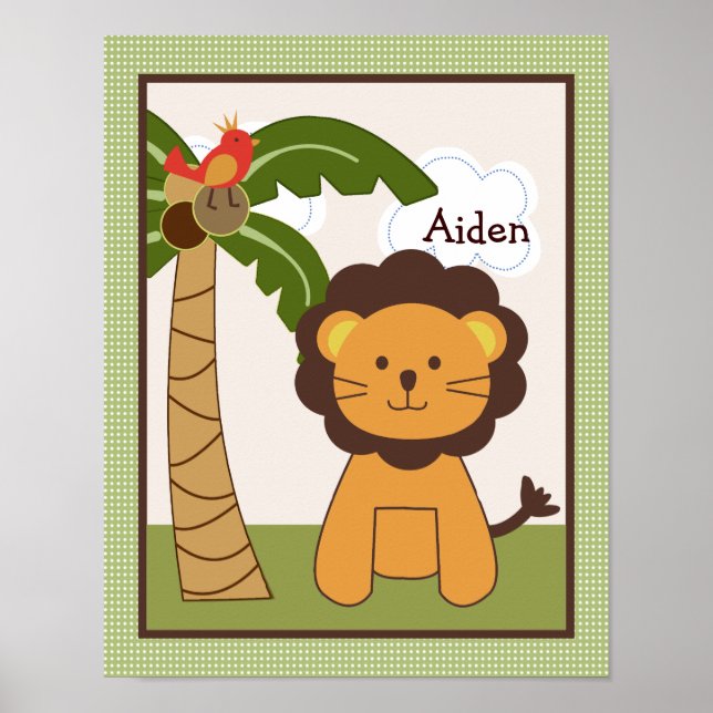 Jungle Pals Lion Personalised Art Poster (Front)