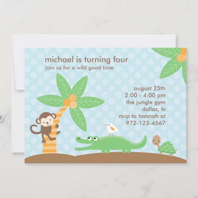 Jungle Pals Party Invitations (Front)