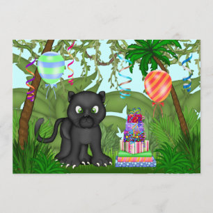 Jungle Panther Birthday Party Invitation