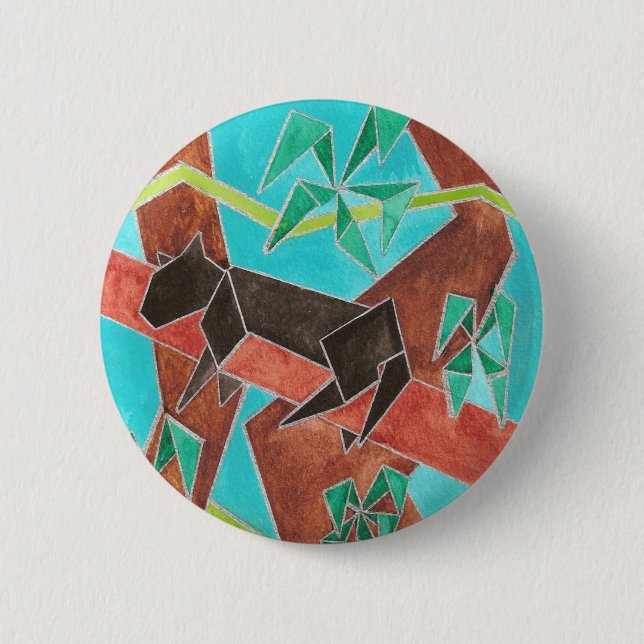 Jungle Panther Original Abstract Art 6 Cm Round Badge (Front)