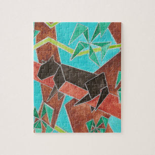 Jungle Panther Original Abstract Art Jigsaw Puzzle