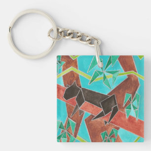Jungle Panther Original Abstract Art Key Ring