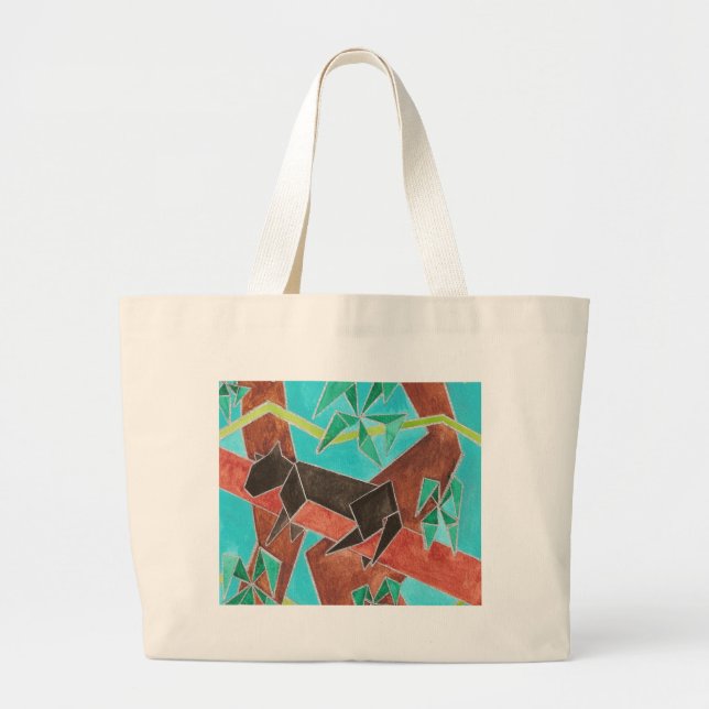 Jungle Panther Original Abstract Art Large Tote Bag (Front)