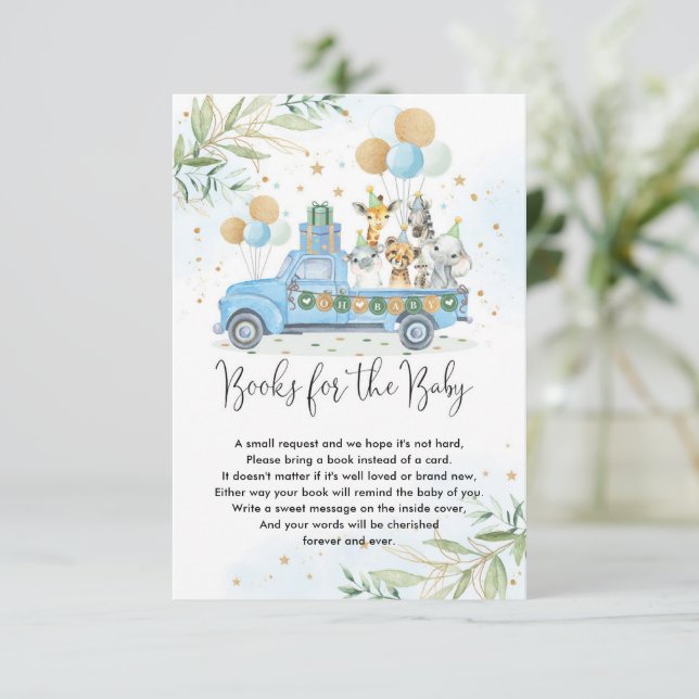 Jungle Party Animals Blue Balloons Books for Baby Enclosure Card (Standing Front)