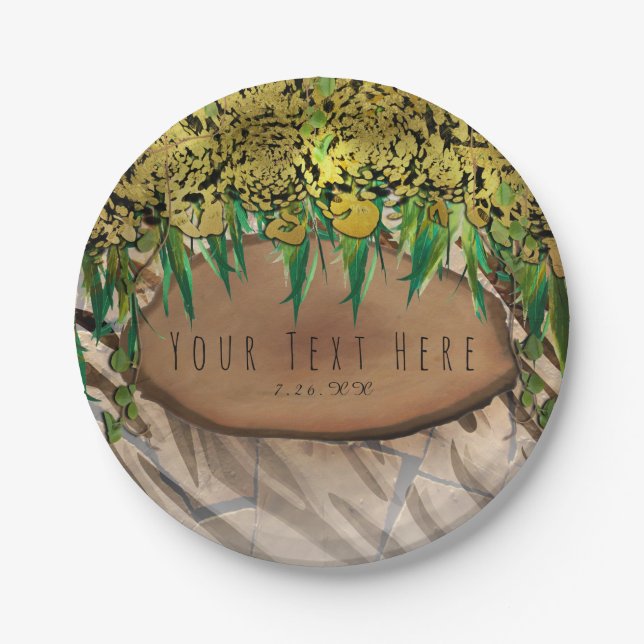 JUNGLE PARTY Gold Glam Animal Print Birthday Paper Plate (Front)