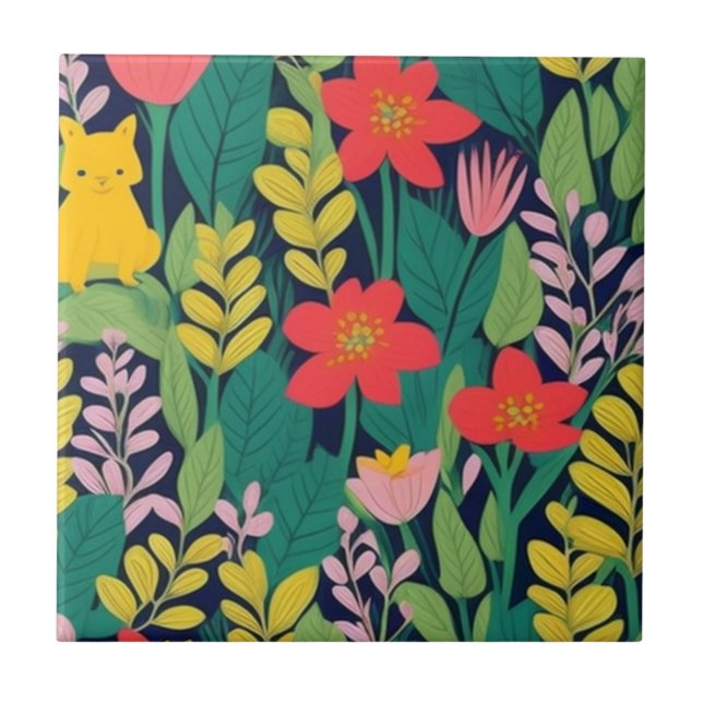 Jungle pattern ceramic tile (Front)