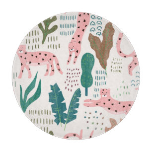 Jungle pattern, leopard print, vintage. cutting board