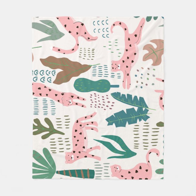 Jungle pattern, leopard print, vintage. fleece blanket (Front)