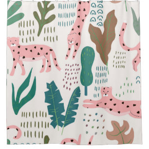 Jungle pattern, leopard print, vintage. shower curtain