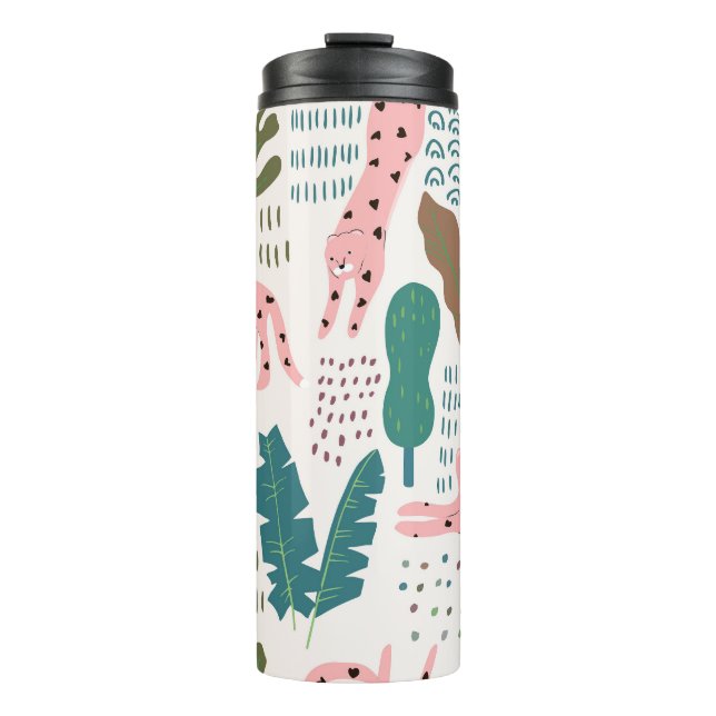Jungle pattern, leopard print, vintage. thermal tumbler (Front)