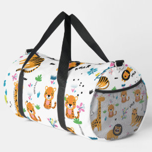 Jungle pattern Tigers Lions and Giraffes Duffle Bag