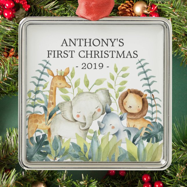 Jungle Photo Boys Baby's First Christmas Ornament (Creator Uploaded)